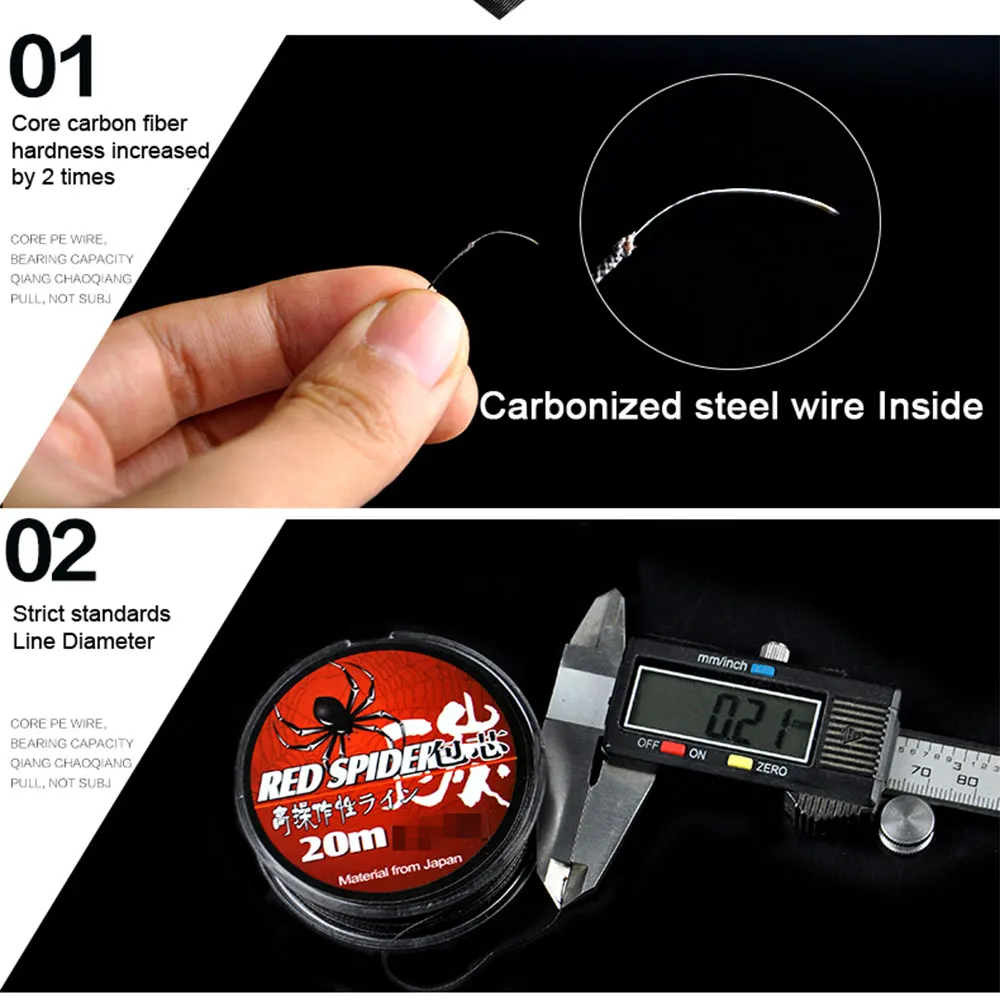 High Strength PE & Stainless Steel Wire Fishing Line 20M Sinking Saltwater Rock Fishing Line Profession Fishing Tackle Pesca 
High Strength PE & Stainless Steel Wire Fishing Line 20M Sinking Saltwater Rock Fishing Line Profession Fishing Tackle Pesca