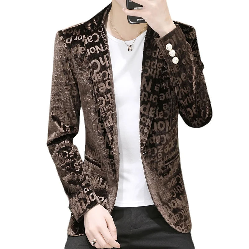 Mens Golden Velvet Blazers Autumn Spring Fashion Male Slim Fat Casual Suit Jacket Men Blazer Masculino Clothing Homme Coats
Mens Golden Velvet Blazers Autumn Spring Fashion Male Slim Fat Casual Suit Jacket Men Blazer Masculino Clothing Homme Coats