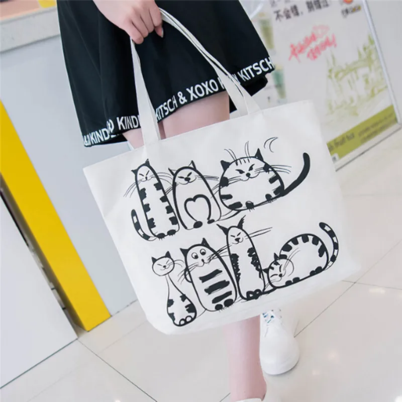 Women Canvas Shopping Bag Cute Cat Printed Shoulder Bag Female Large Capacity Ladies Beach Bag Canvas Tote Shopping Handbags
Women Canvas Shopping Bag Cute Cat Printed Shoulder Bag Female Large Capacity Ladies Beach Bag Canvas Tote Shopping Handbags