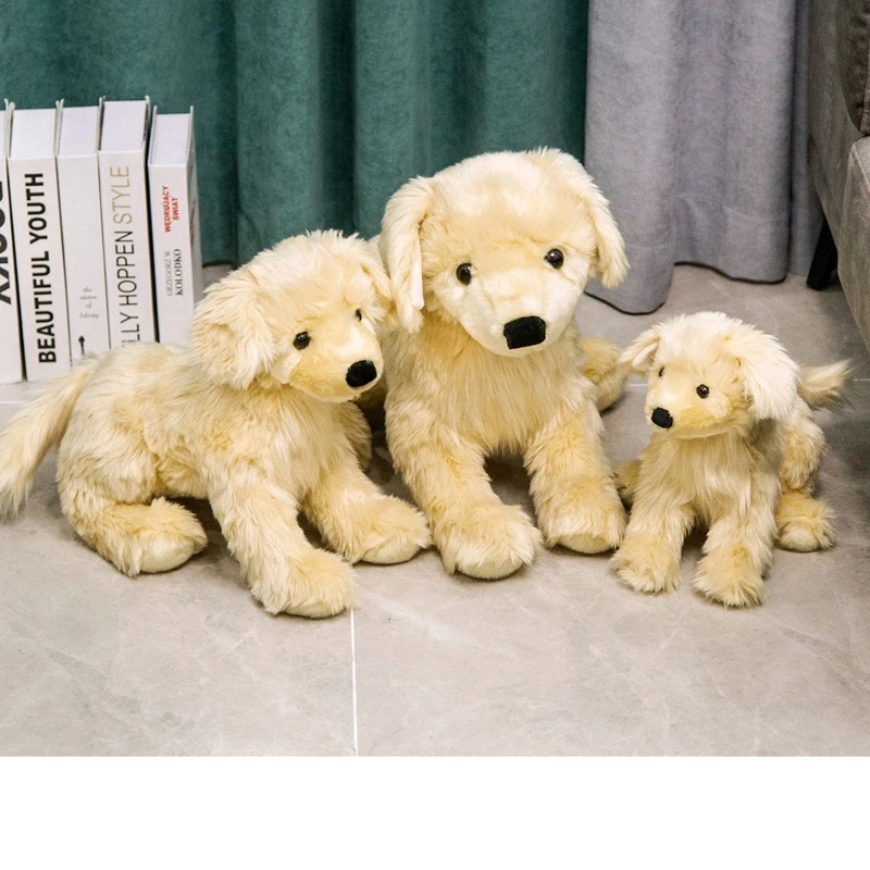 Плюшевый щенок золотистого ретривера длинноволосая собака плюшевая игрушка