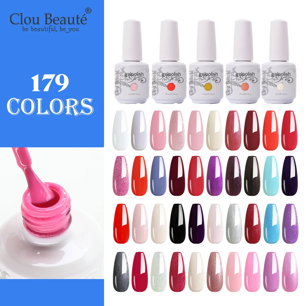 Clou Beaute 179 цветов гель для ногтей УФ светодиодный Полупостоянный лак гибридный 15