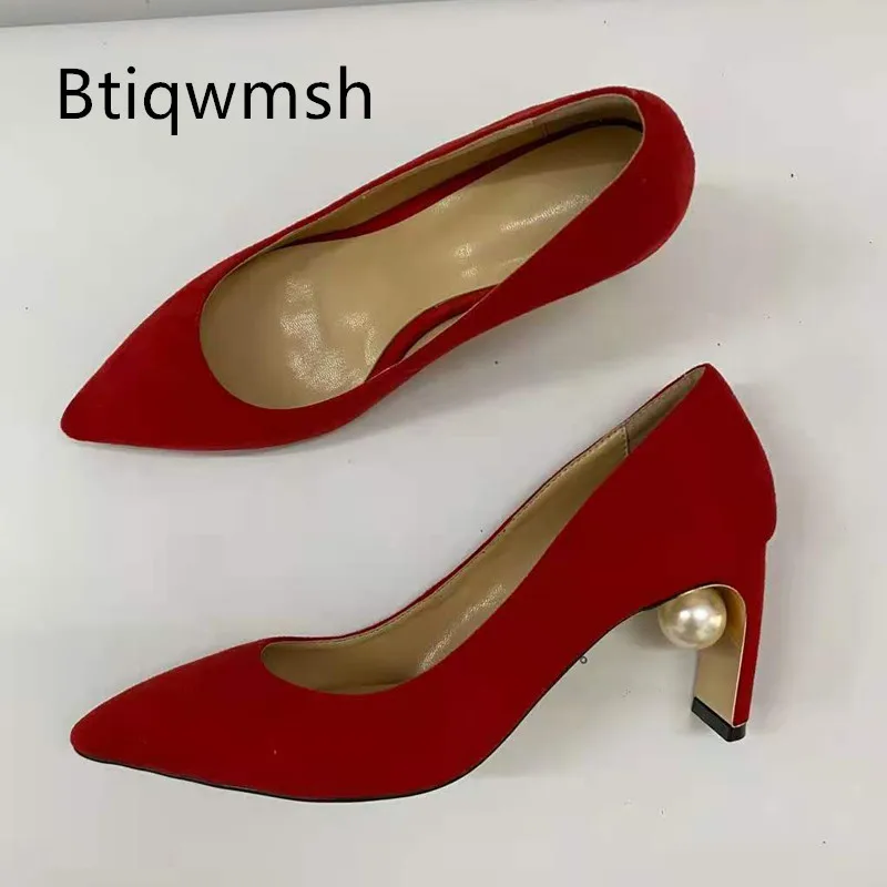 Red Real Suede Stiletto Women Pointed Toe Pearl Strange High Heels Shoes Woman Sexy Wedding Shoes
Red Real Suede Stiletto Women Pointed Toe Pearl Strange High Heels Shoes Woman Sexy Wedding Shoes