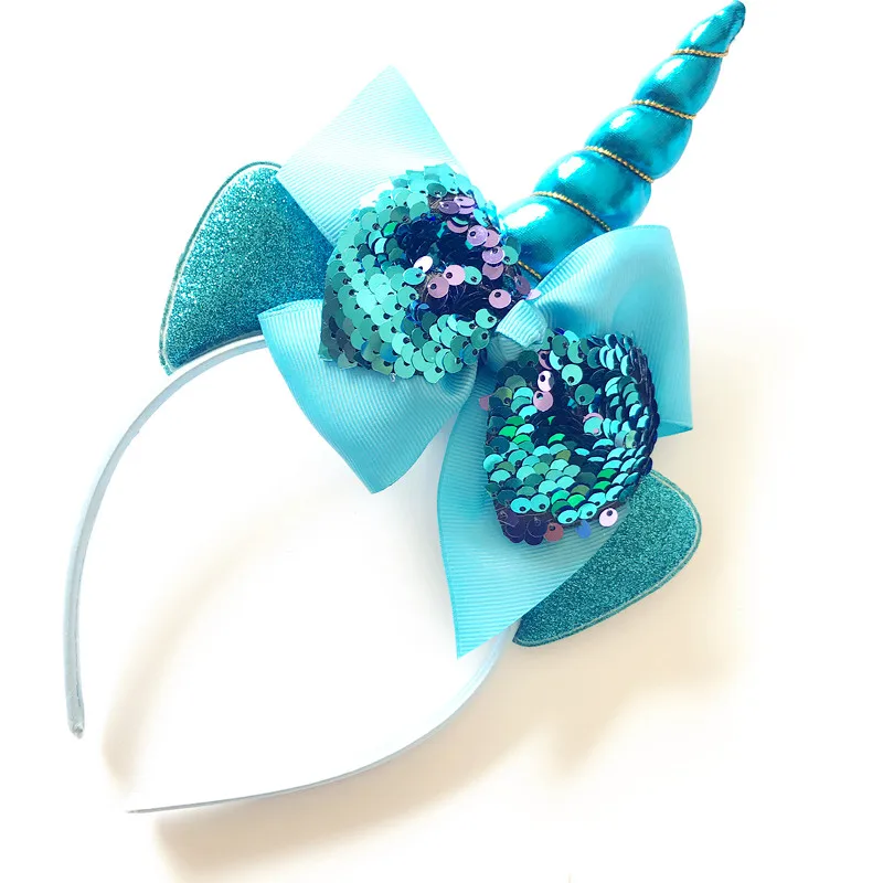 Glitter Metallic Headband for Kids Sequin Bowknot Horn Hair Hoop Birthday Party HeadwearTiara Accessories | Детская одежда и обувь