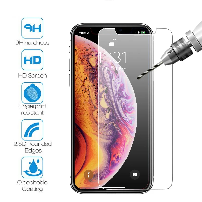 Закаленное стекло Akcoo для iPhone XR XS Max защита экрана с олеофобным покрытием 4 5s 6 7 8 Plus