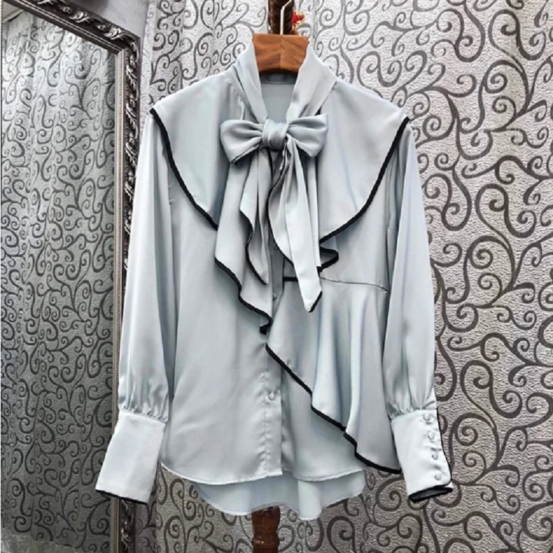 High Quality Blouse Shirt 2020 Autumn Elegant Work Shirt Women Bow Collar Ruffle Flower Patchwork Long Sleeve Shirts Female
High Quality Blouse Shirt 2020 Autumn Elegant Work Shirt Women Bow Collar Ruffle Flower Patchwork Long Sleeve Shirts Female