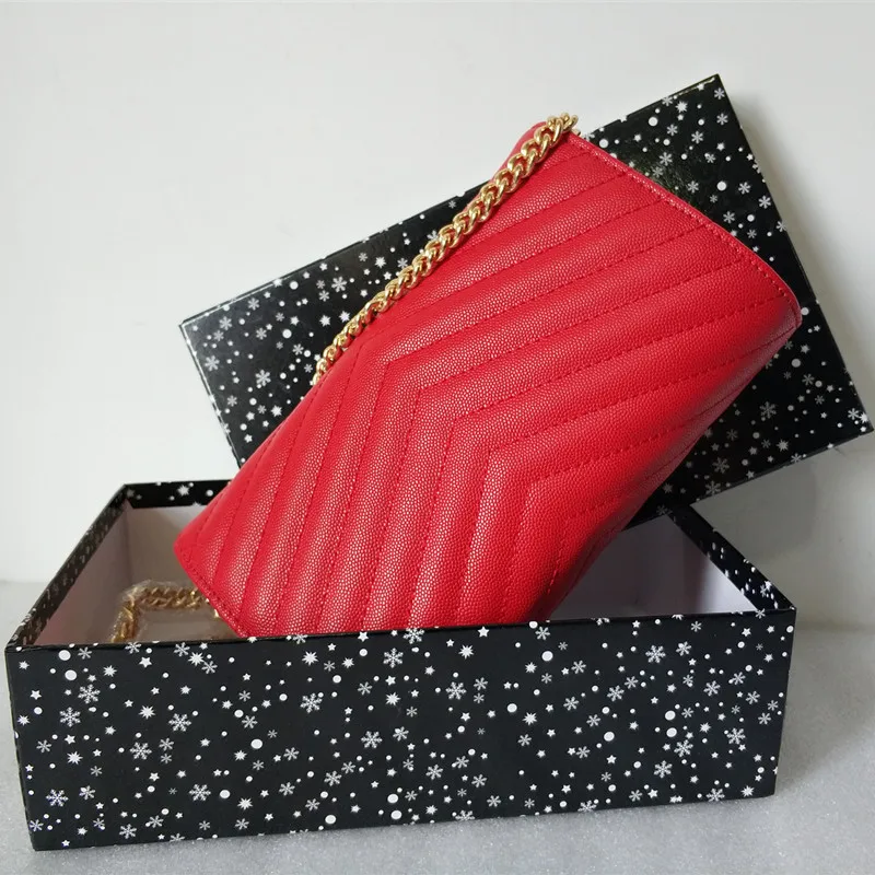 

Women's Fashion Luxury Designer Caviar Purse and Handbags Chain Flap OL Envelope Bag Crossbody Bag Shoulder Bag with Gift Box