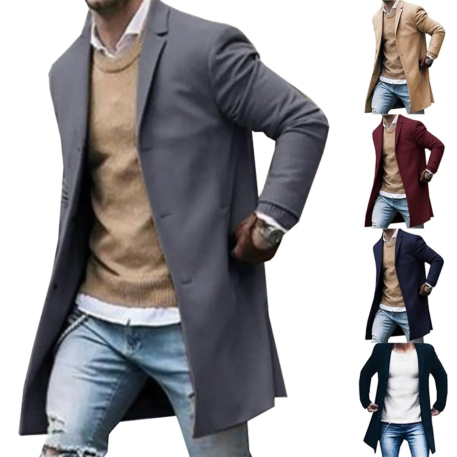 Men's Coat Fashion Long Solid Autumn Winter Coat Gentleman Casual Slim Mens Smart Casual Coats Abrigo Hombre Men clothig
Men's Coat Fashion Long Solid Autumn Winter Coat Gentleman Casual Slim Mens Smart Casual Coats Abrigo Hombre Men clothig