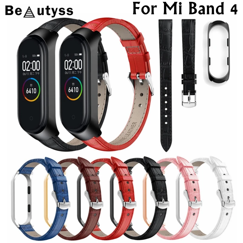 Браслет Beautyss для Xiaomi Mi Band 4 спортивный ремешок часов кожаный металлический чехол