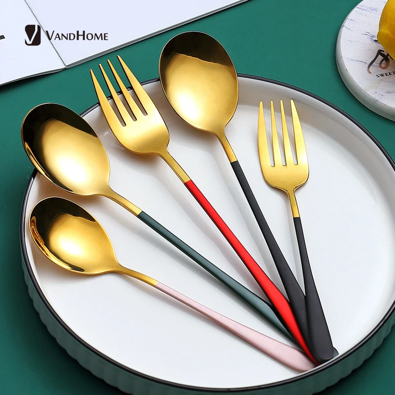 VandHome 2 Pcs/Set Colorful Fork Spoon Set 304 Stainless Steel Dinner Spoon Soup Scoop With Long Handle Kitchen Dinnerware Set
VandHome 2 Pcs/Set Colorful Fork Spoon Set 304 Stainless Steel Dinner Spoon Soup Scoop With Long Handle Kitchen Dinnerware Set