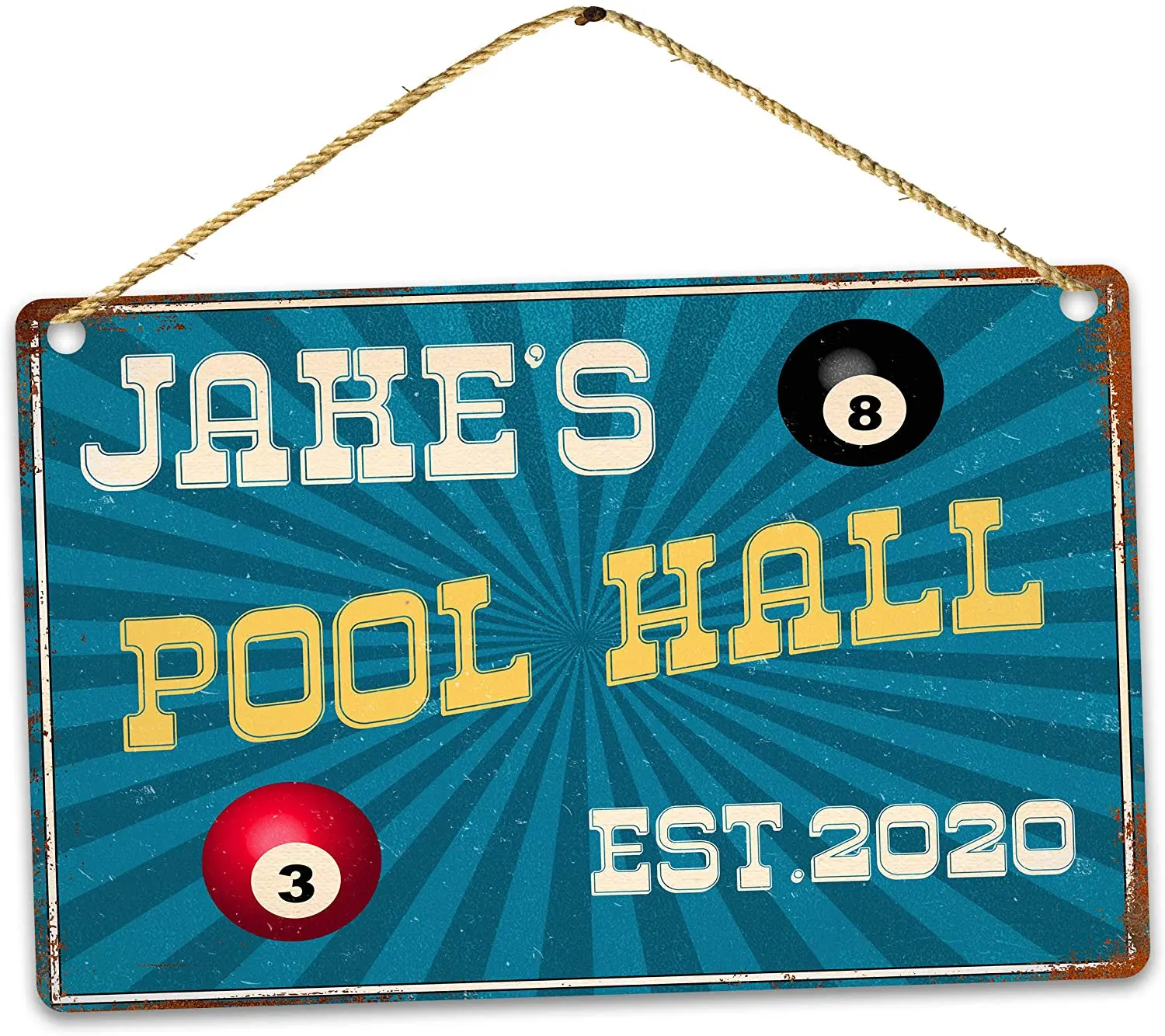 Diuangfoong Personalised Vintage Name Pool Hall Metal Sign, Rustic Retro Custom Weathered Distressed Plaque 12 x 8 inche
Diuangfoong Personalised Vintage Name Pool Hall Metal Sign, Rustic Retro Custom Weathered Distressed Plaque 12 x 8 inche