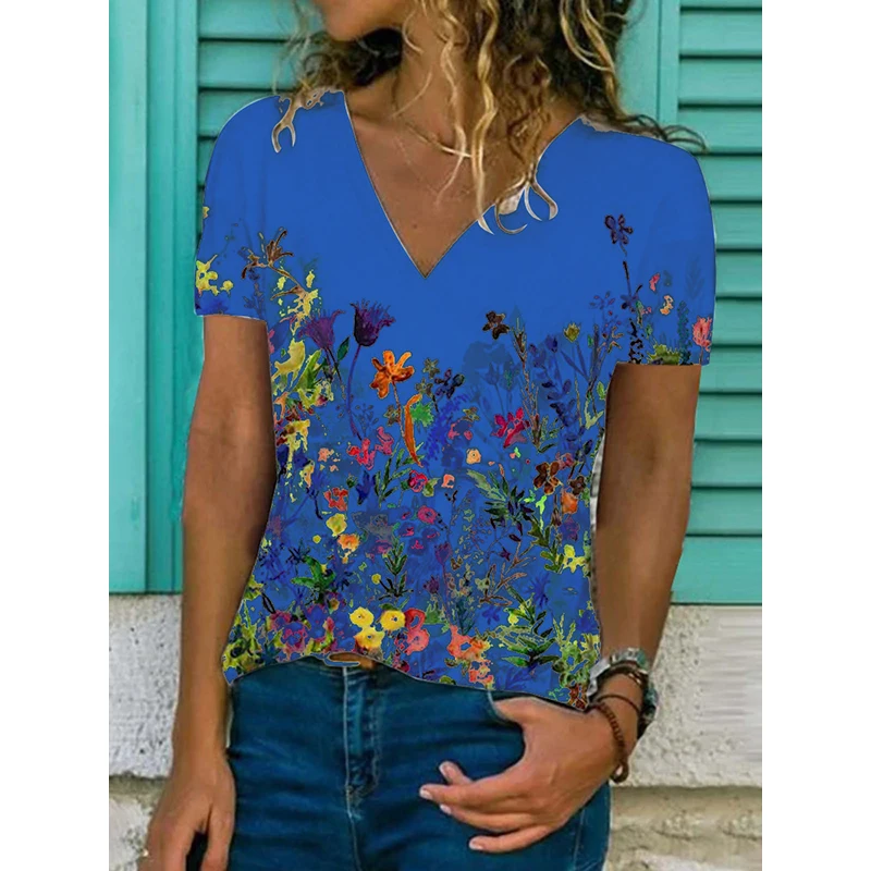 Floral Printed V Neck Shirt Tees Woman Summer Casual Vintage Short Sleeve Tshirt Pullover Female Oversize Harajuku Clothing
Floral Printed V Neck Shirt Tees Woman Summer Casual Vintage Short Sleeve Tshirt Pullover Female Oversize Harajuku Clothing