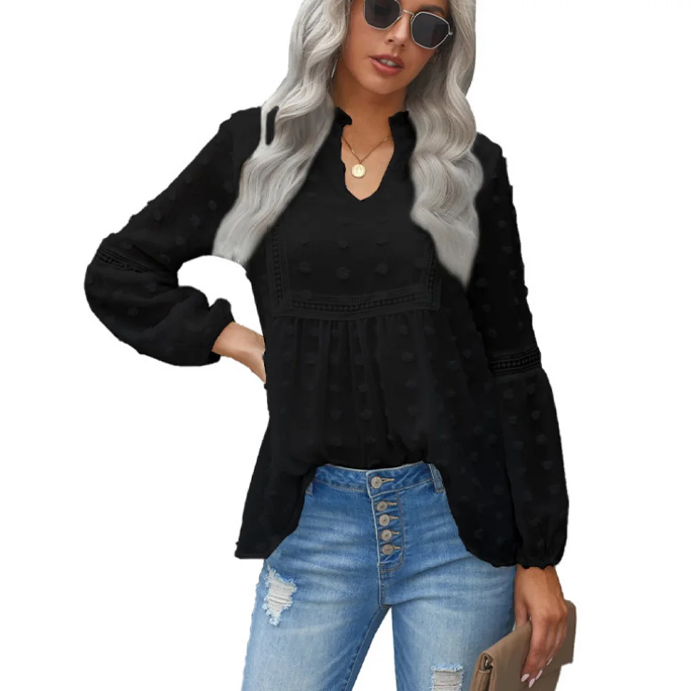 TSACTE Women's Chiffon Shirt, Summer New Solid Color Fur Ball Decoration V-Neck Puff Sleeve Top, Palace Style Top 
TSACTE Women's Chiffon Shirt, Summer New Solid Color Fur Ball Decoration V-Neck Puff Sleeve Top, Palace Style Top