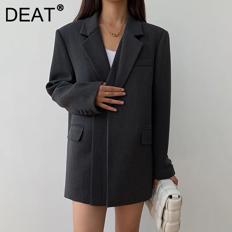 DEAT 2021 New Fashion Coat Women's Autumn And Winter Casual Temperament Solid Color Loose Casual Blazer 7Z114
DEAT 2021 New Fashion Coat Women's Autumn And Winter Casual Temperament Solid Color Loose Casual Blazer 7Z114