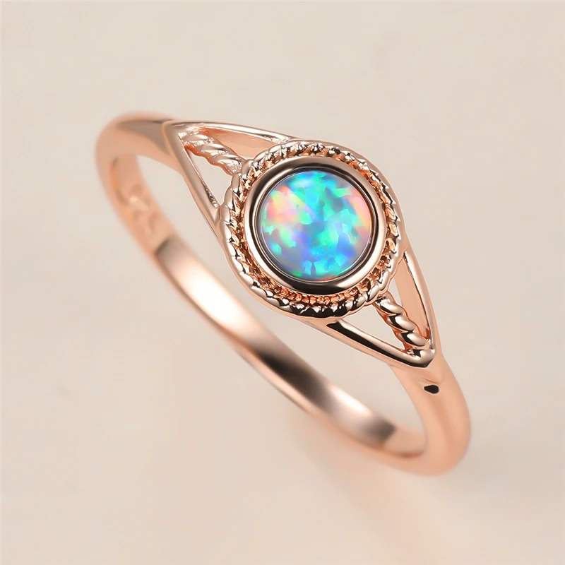 Cute Female Blue Opal Stone Ring Charm Rose Gold Color Thin Wedding Rings For Women Luxury Bride Round Hollow Engagement Ring
Cute Female Blue Opal Stone Ring Charm Rose Gold Color Thin Wedding Rings For Women Luxury Bride Round Hollow Engagement Ring