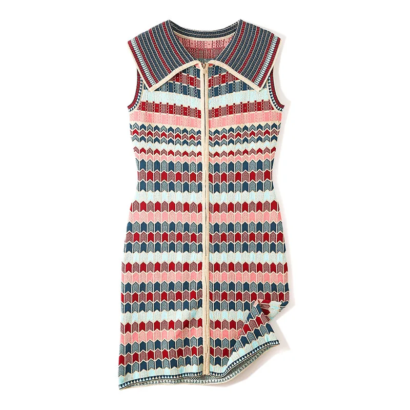 Sleeveless Knitted Dress Women Vintage Geometric Pattern Striped Print Sexy Zipper Vest Pencil Dress Summer Female Sundress
Sleeveless Knitted Dress Women Vintage Geometric Pattern Striped Print Sexy Zipper Vest Pencil Dress Summer Female Sundress