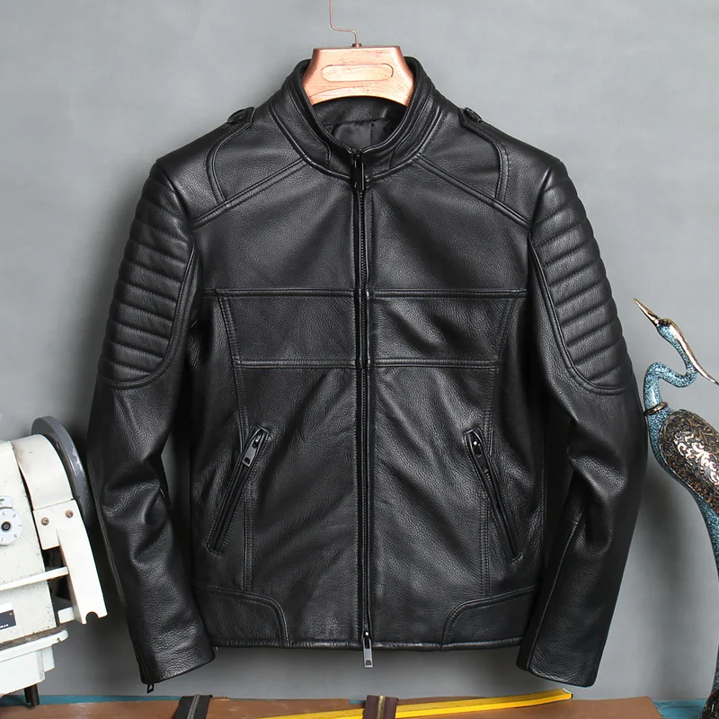 2021 Black American Style Motorcycle Leather Jacket Men Plus Size 5XL Genuine Natural Cowhide Autumn Slim Fit Short Biker's Coat 
2021 Black American Style Motorcycle Leather Jacket Men Plus Size 5XL Genuine Natural Cowhide Autumn Slim Fit Short Biker's Coat