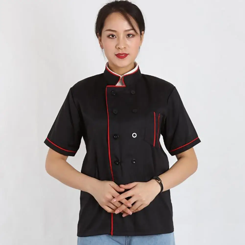 Unisex Short Sleeve Stand Collar Double Breasted Chef Kitchen Uniform Jacket Men Coat Casual Coat Fashion Work Wear Work Shirt
Unisex Short Sleeve Stand Collar Double Breasted Chef Kitchen Uniform Jacket Men Coat Casual Coat Fashion Work Wear Work Shirt