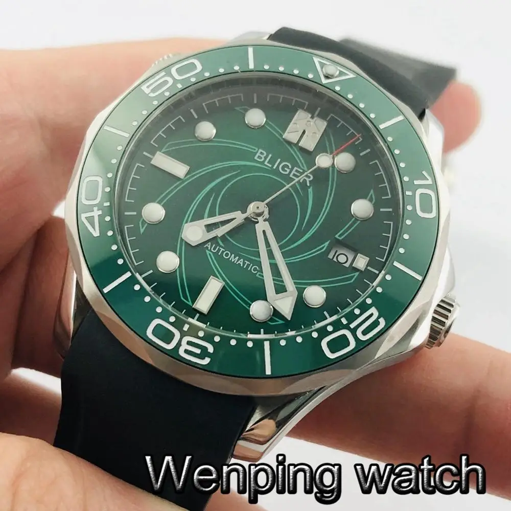 Мужские водонепроницаемые автоматические часы с зеленым циферблатом и сапфировым стеклом, 41 мм 
Мужские водонепроницаемые автоматические часы с зеленым циферблатом и сапфировым стеклом, 41 мм