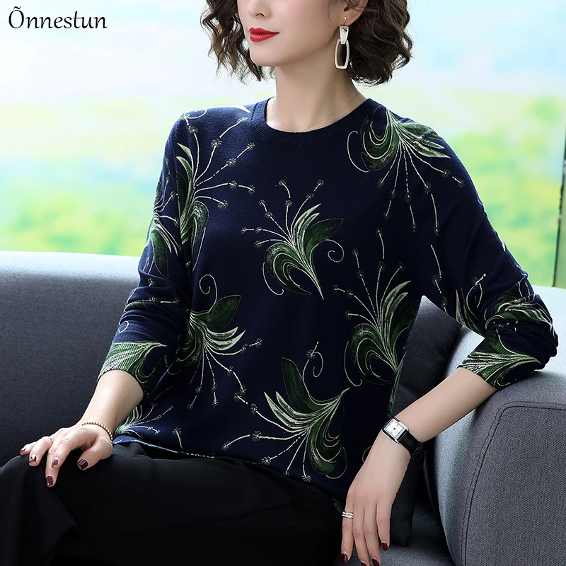 Autumn Spring Sweater Women Loose Pullover Knitted Sweater Fashion Floral Print Long Sleeve Jumper Top O-Neck Tops Sweater Women
Autumn Spring Sweater Women Loose Pullover Knitted Sweater Fashion Floral Print Long Sleeve Jumper Top O-Neck Tops Sweater Women