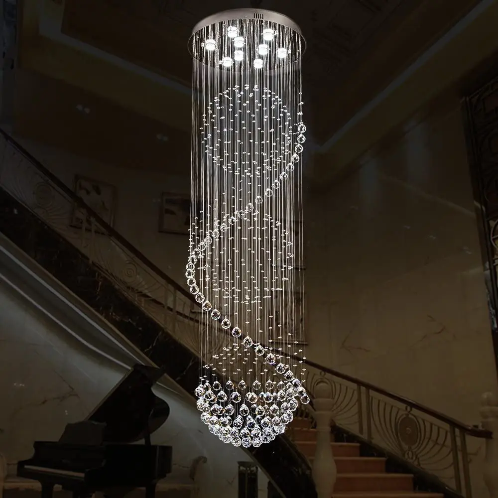 Modern Spiral Design Rain Drop Crystal Chandelier for Living Room Hotel Stairs Foyer Entryway High Ceiling Lighting Fixture
Modern Spiral Design Rain Drop Crystal Chandelier for Living Room Hotel Stairs Foyer Entryway High Ceiling Lighting Fixture