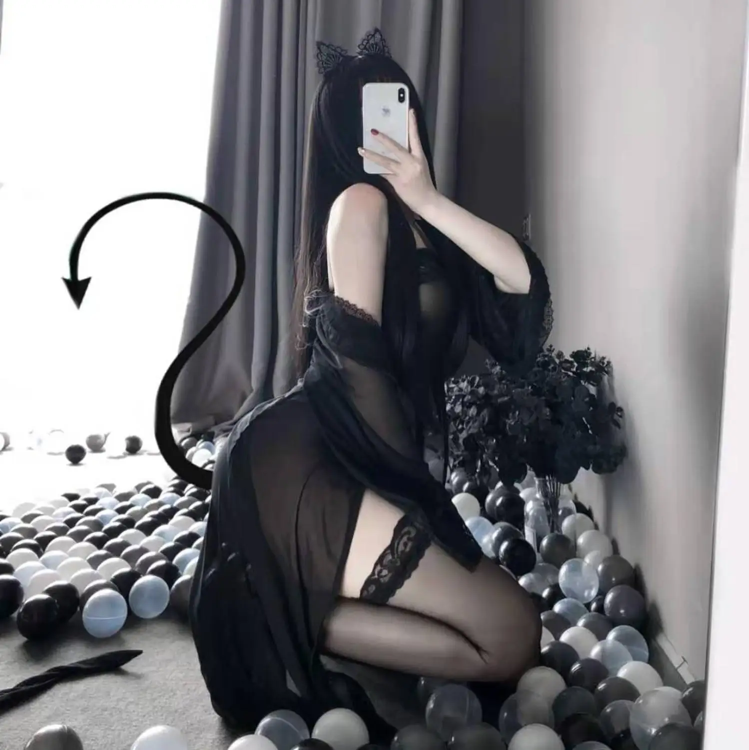 GAMPORL Black Chiffon Lace Witch Cosplay Costume Women Erotic lingerie Uniform temptation Sexy see-through Robe Role Play outfit
GAMPORL Black Chiffon Lace Witch Cosplay Costume Women Erotic lingerie Uniform temptation Sexy see-through Robe Role Play outfit