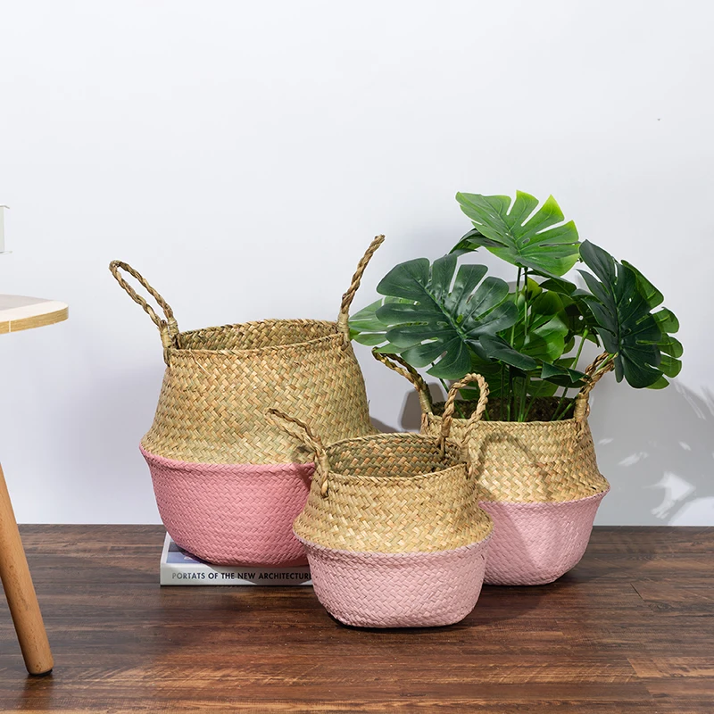 Pink Seagrass Laundary Basket Foldable Decorative Garden Flower Pot Wicker Clothes Toys Sundries Storage Organizer for Home
Pink Seagrass Laundary Basket Foldable Decorative Garden Flower Pot Wicker Clothes Toys Sundries Storage Organizer for Home