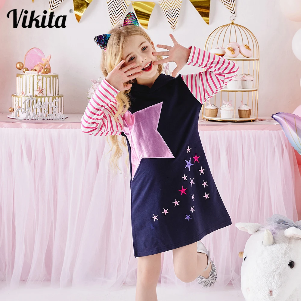 VIKITA Girls Hooded Dress for Children Tops Clothes Star Embroidery Vestidos for Autumn Spring Kids Long Sleeve Straight Dresses
VIKITA Girls Hooded Dress for Children Tops Clothes Star Embroidery Vestidos for Autumn Spring Kids Long Sleeve Straight Dresses