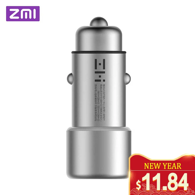 Оригинальное автомобильное зарядное устройство ZMI Dual USB 5V/2.4A Quick Charge QC3.0 Metal Apply для