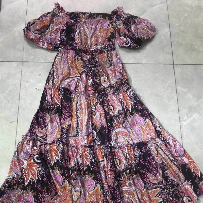 VGH Bohemian Lace Up Bowknot Dress For Women O Neck Puff Short Sleeve High Waist Print Dresses Female 2021 Fashion New Clothes
VGH Bohemian Lace Up Bowknot Dress For Women O Neck Puff Short Sleeve High Waist Print Dresses Female 2021 Fashion New Clothes