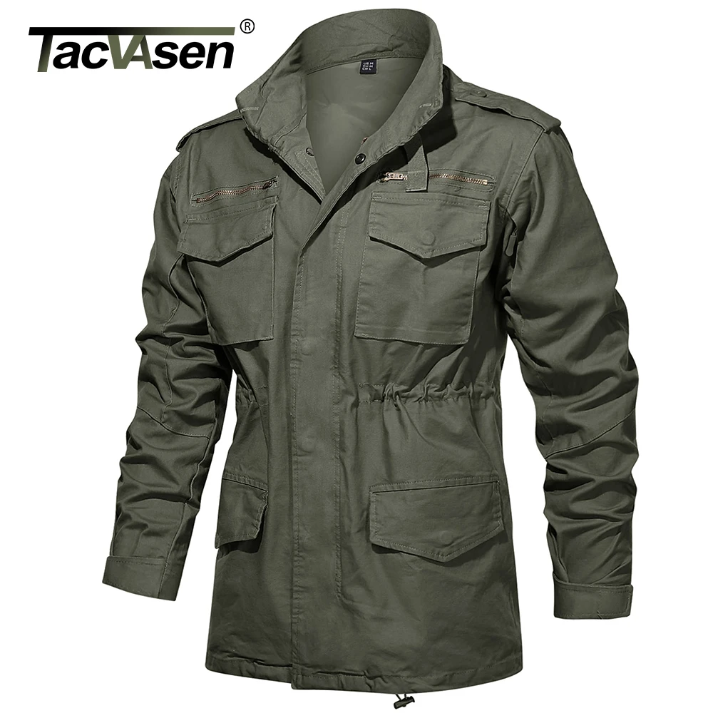 Мужская армейская Полевая куртка TACVASEN хлопковая парка с капюшоном в стиле