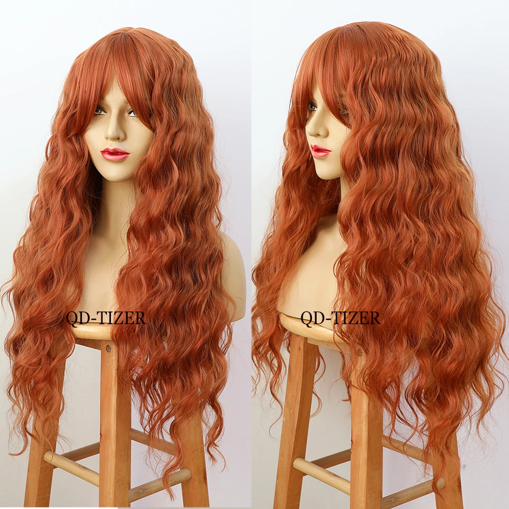 QD-Tizer 180% длинные волнистые синтетические кружевные передние парики #30 коричневый