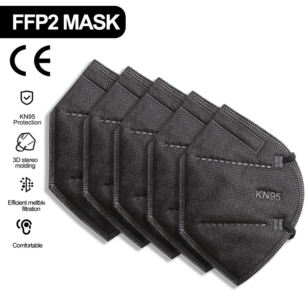 KN95 FFP2 маска FFP2mask CE Mascarillas FPP2 Mascarilla Маска Защитная Mondkapjes Masker черная для