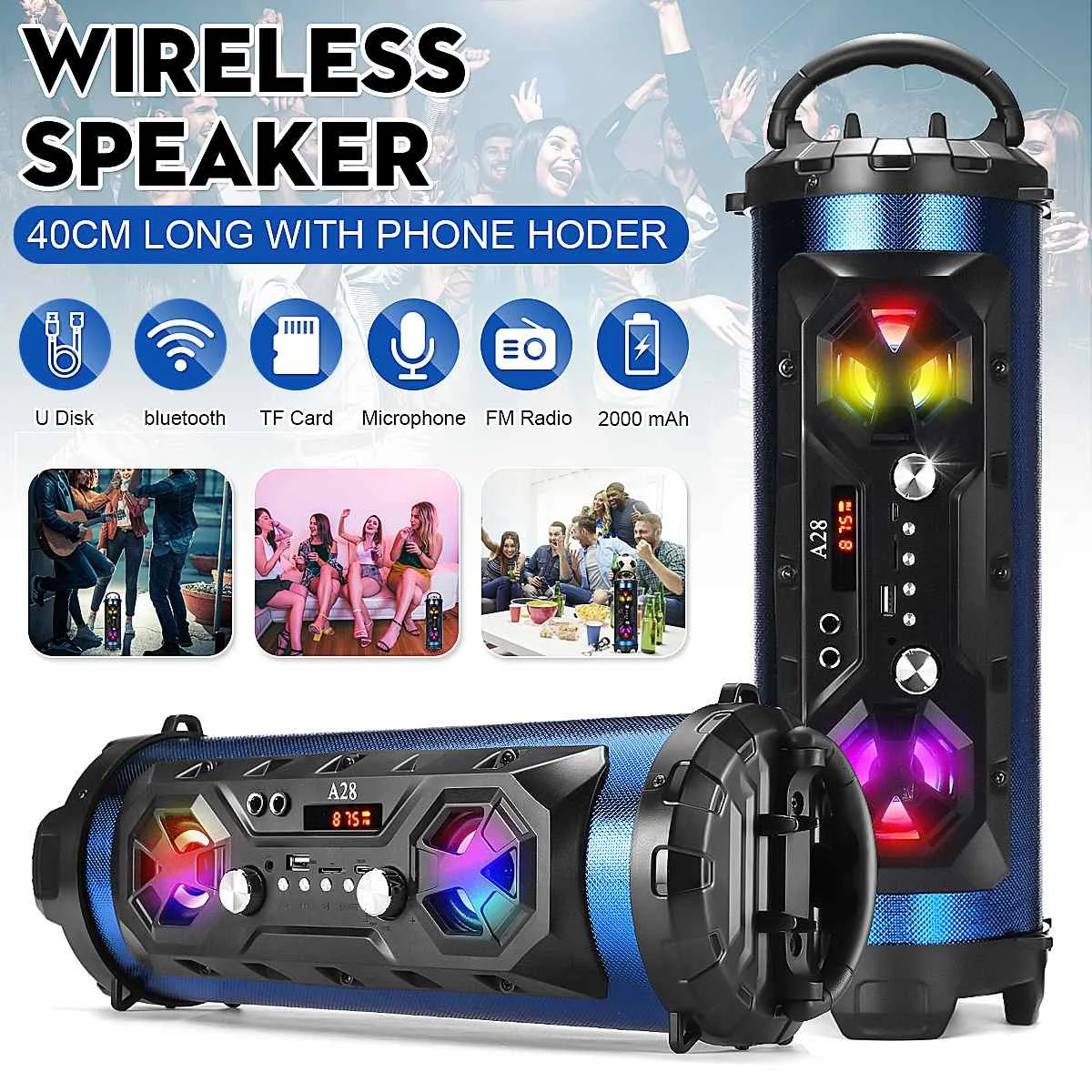 Colorful LED Light Portable bluetooth Speaker Powerful Wireless Outdoor Speaker Camping Party Subwoofer Surround Music Boombox
Colorful LED Light Portable bluetooth Speaker Powerful Wireless Outdoor Speaker Camping Party Subwoofer Surround Music Boombox