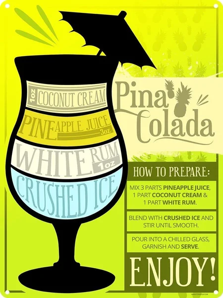 Pina Colada Tin Sign
Pina Colada Tin Sign