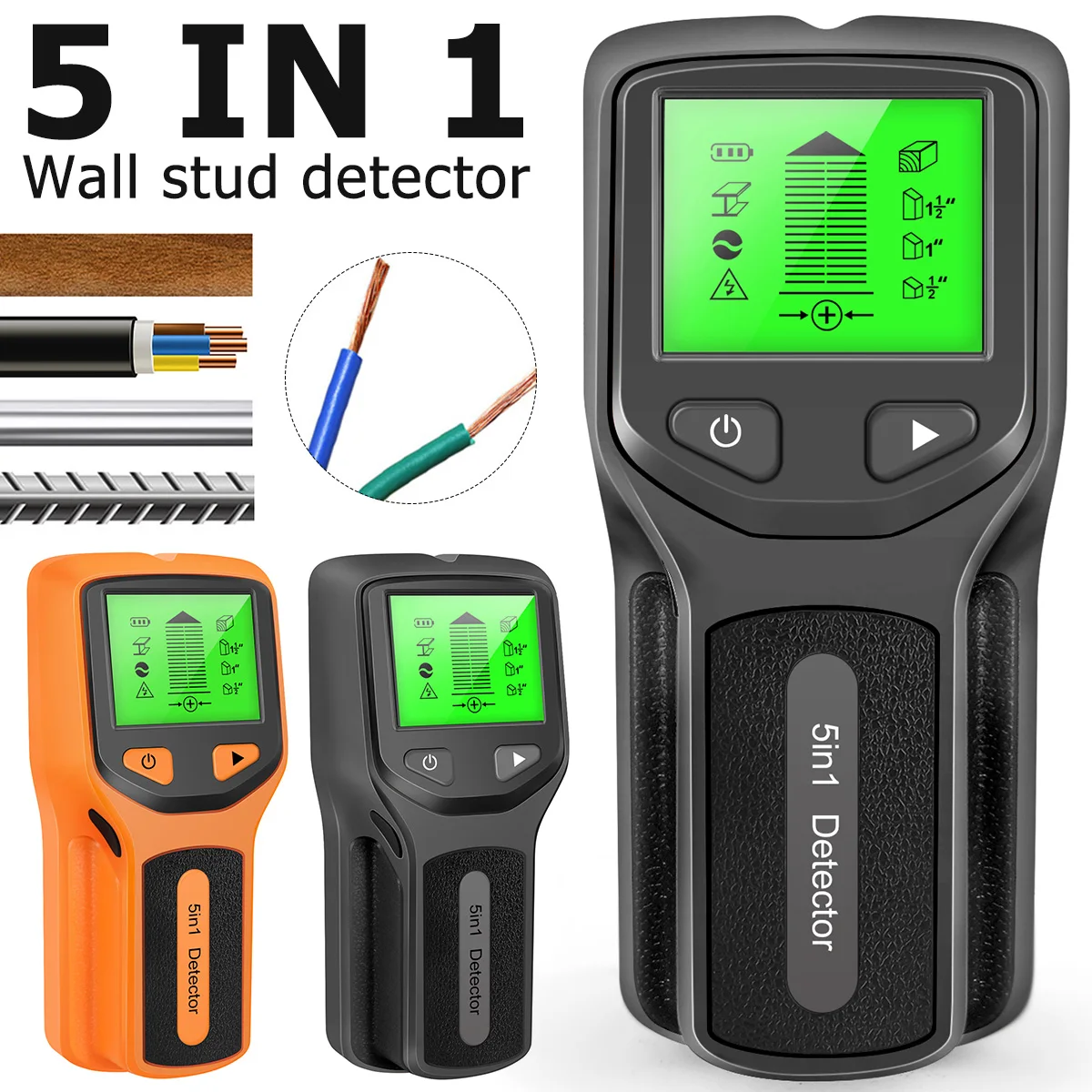 Stud Finder Sensor 5 in 1 Wall Scanner Electronic Stud Sensor Locator Wood Beam Joist Finders Wall Detector with LCD Display
Stud Finder Sensor 5 in 1 Wall Scanner Electronic Stud Sensor Locator Wood Beam Joist Finders Wall Detector with LCD Display