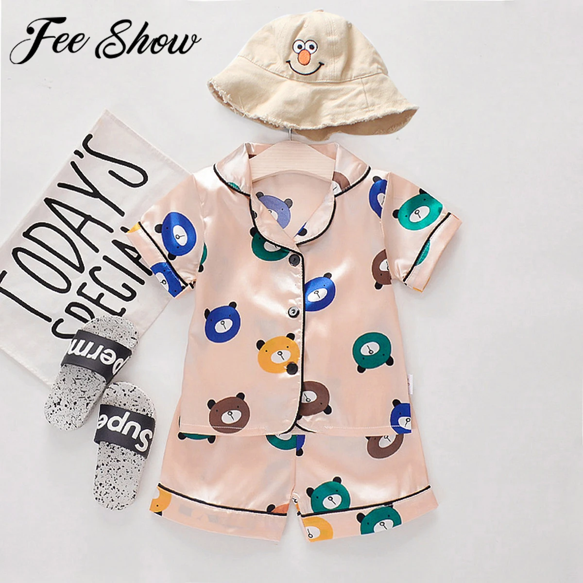 Summer Pajama Sets for Boys Girls Silk Satin Top+Pant Shorts Sleeve Cartoon Pyjamas Nightgown Children Sleepwear Clothes
Summer Pajama Sets for Boys Girls Silk Satin Top+Pant Shorts Sleeve Cartoon Pyjamas Nightgown Children Sleepwear Clothes