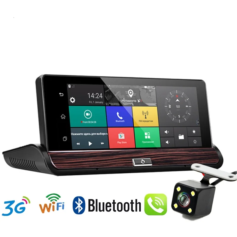 

7 Inch Car Dash Cam 3G DVR Camera GPS Navigation Android 5.0 Bluetooth WiFi Dashboad DVR FHD 1080P Dual Lens Optional Rear view