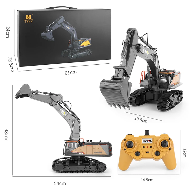 HuiNa 1592 1:14 RC Alloy Excavator 22CH Big RC Trucks Simulation Excavator Remote Control Track Engineering Vehicle Toy for Boy
HuiNa 1592 1:14 RC Alloy Excavator 22CH Big RC Trucks Simulation Excavator Remote Control Track Engineering Vehicle Toy for Boy