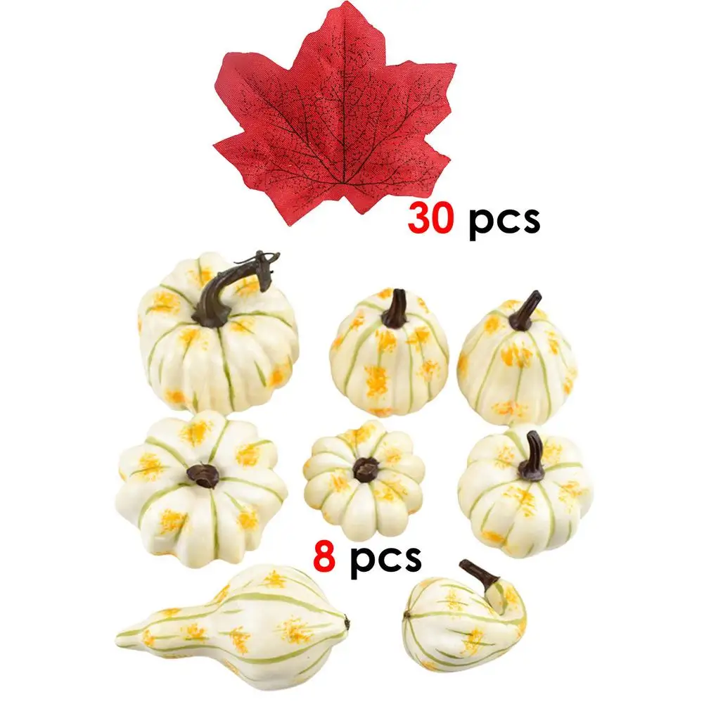 8pcs Artificial Pumpkins Ornaments And 30pcs Vine Red Autumn Maple Leaf Halloween Thanksgiving Decoration For Home Party Crafts
8pcs Artificial Pumpkins Ornaments And 30pcs Vine Red Autumn Maple Leaf Halloween Thanksgiving Decoration For Home Party Crafts