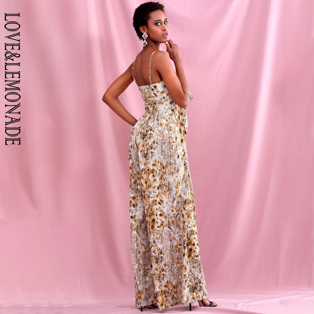 LOVE & LEMONADE Sexy Tube Top Bow Tie Bandage Gold Dot Print Loose Jumpsuit LM81048-4
LOVE & LEMONADE Sexy Tube Top Bow Tie Bandage Gold Dot Print Loose Jumpsuit LM81048-4