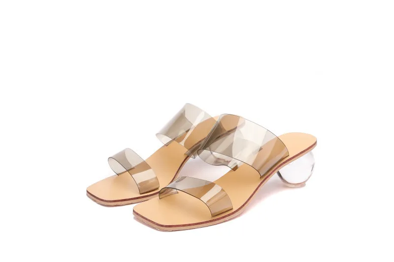 Round heel square transparent thick super high heel slippers large size 43
Round heel square transparent thick super high heel slippers large size 43