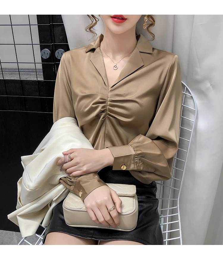 Design Turn-Down Collar Fashion Shirt Women 2020 Spring And Autumn New Puff Long Sleeve Solid Color Loose Elegant Tops
Design Turn-Down Collar Fashion Shirt Women 2020 Spring And Autumn New Puff Long Sleeve Solid Color Loose Elegant Tops