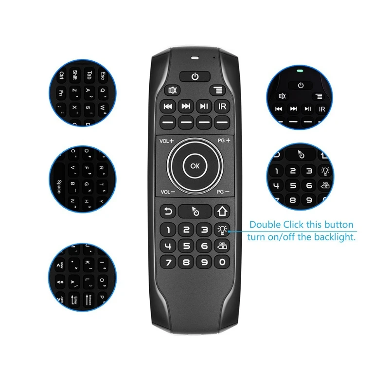 Bluetooth-compatible 5.0 Backlit Wireless Air Mouse Remote with Keyboard, Build-in Rechargeable Battery for Smart TV
Bluetooth-compatible 5.0 Backlit Wireless Air Mouse Remote with Keyboard, Build-in Rechargeable Battery for Smart TV