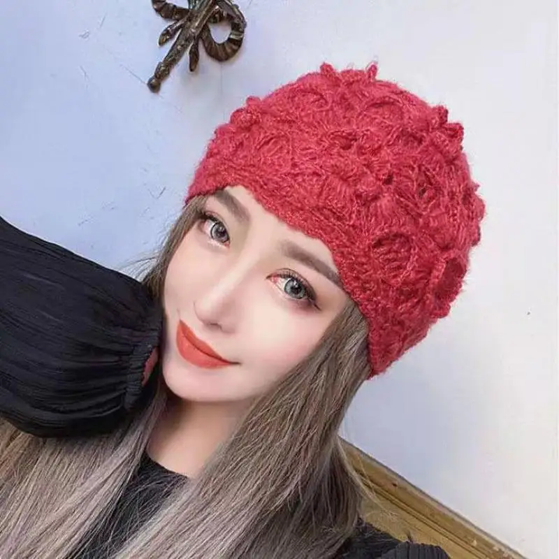 Шапка женская вязаная вручную, шерстяной вязаный головной убор с цветами, двухслойная теплая шапка с отверстиями, разные цвета, Зимняя
Шапка женская вязаная вручную, шерстяной вязаный головной убор с цветами, двухслойная теплая шапка с отверстиями, разные цвета, Зимняя