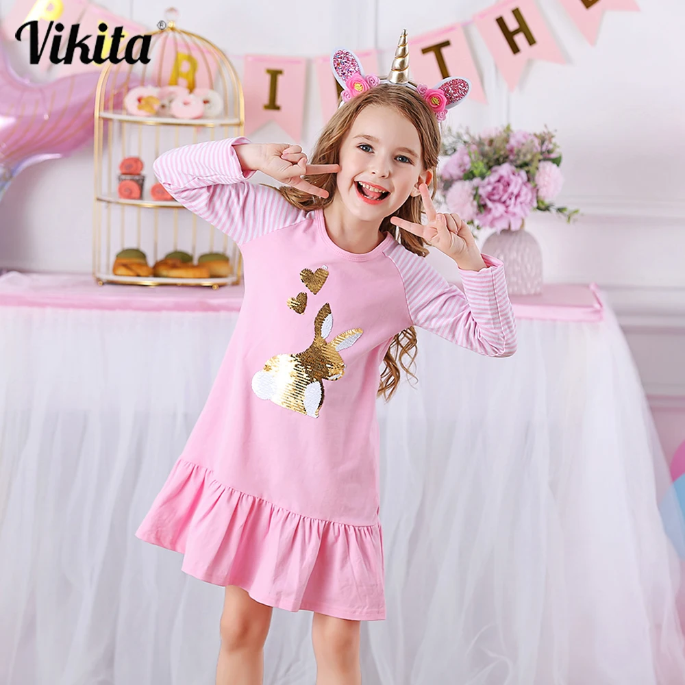 VIKITA Girl Dress with Animal Appliqued Children Striped Ruffles Dress Kids Rabbit Cartoon Dresses Girls Casual Dresses 3-12 Yrs
VIKITA Girl Dress with Animal Appliqued Children Striped Ruffles Dress Kids Rabbit Cartoon Dresses Girls Casual Dresses 3-12 Yrs