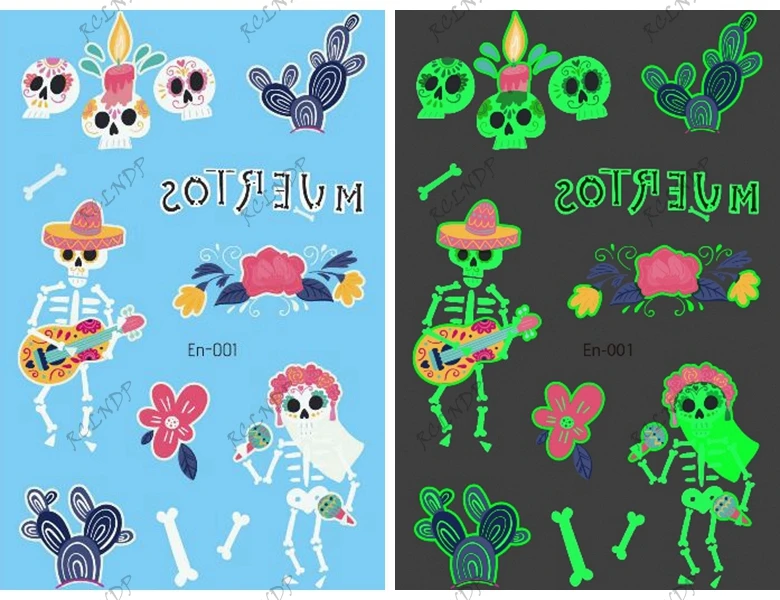 Waterproof Temporary Luminous Tattoo Sticker Halloween Skull Flower Bone Death Day Flash Tatoo Fake Tatto for Kids Women Men
Waterproof Temporary Luminous Tattoo Sticker Halloween Skull Flower Bone Death Day Flash Tatoo Fake Tatto for Kids Women Men