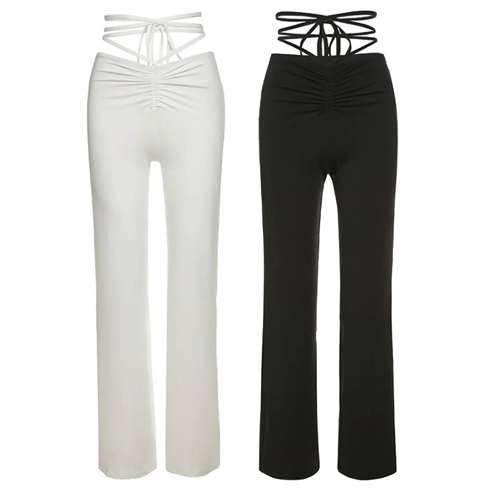 Women Strappy Bandage Straight Long Pants Fashion Casual Solid Color Front Ruched Thin Trousers Ladies Sexy Clubwear Streetwear
Women Strappy Bandage Straight Long Pants Fashion Casual Solid Color Front Ruched Thin Trousers Ladies Sexy Clubwear Streetwear
