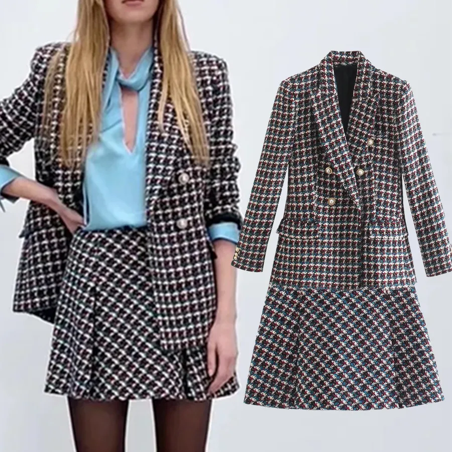 Jenny&Dave Two Pieces sets High Waist A-line Mini Skirts England Style Office Lady Fashion Plaid Tweed Texture Blazer Women
Jenny&Dave Two Pieces sets High Waist A-line Mini Skirts England Style Office Lady Fashion Plaid Tweed Texture Blazer Women