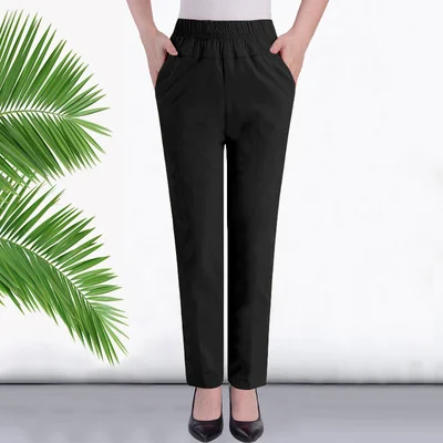 Летние женские брюки среднего возраста, тонкие, для пожилых людей, повседневные, размера плюс, эластичные, свободные, с высокой талией, женск... 
Летние женские брюки среднего возраста, тонкие, для пожилых людей, повседневные, размера плюс, эластичные, свободные, с высокой талией, женск...