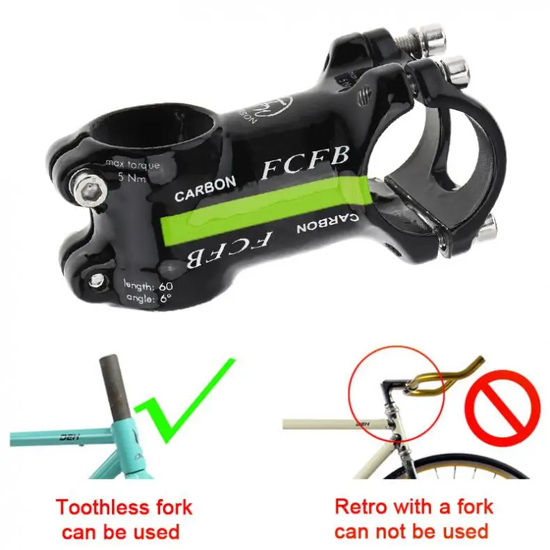 Aluminum Carbon Fiber Riser Rod Stem Carbon Fiber Bicycle Durable Ultralight Stem Carbon Handle 28.6-31.8MM 6 Degrees
Aluminum Carbon Fiber Riser Rod Stem Carbon Fiber Bicycle Durable Ultralight Stem Carbon Handle 28.6-31.8MM 6 Degrees